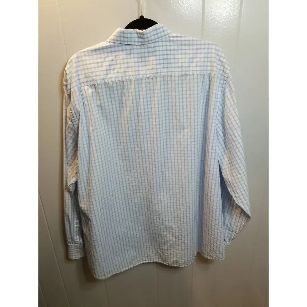 Banana Republic Mens Blue/White Window Pane Print Button up Shirt Size‎ XXL